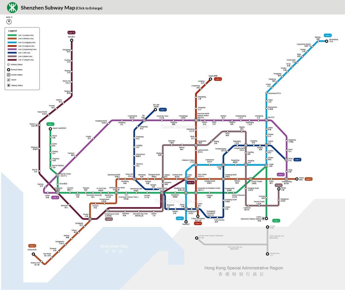 La estación de tren de Shenzhen mapa