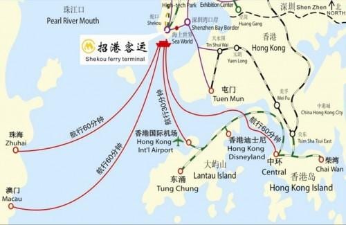 mapa de terminal de ferry de shekou