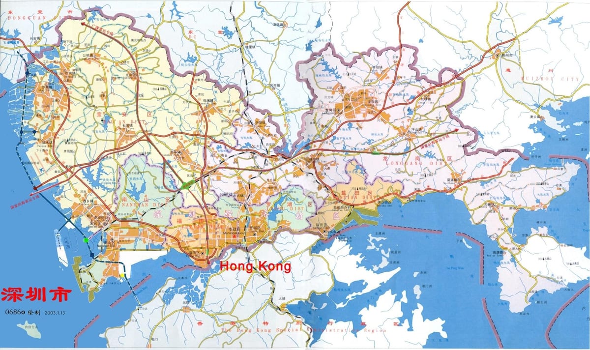 mapa de Shenzhen ems China
