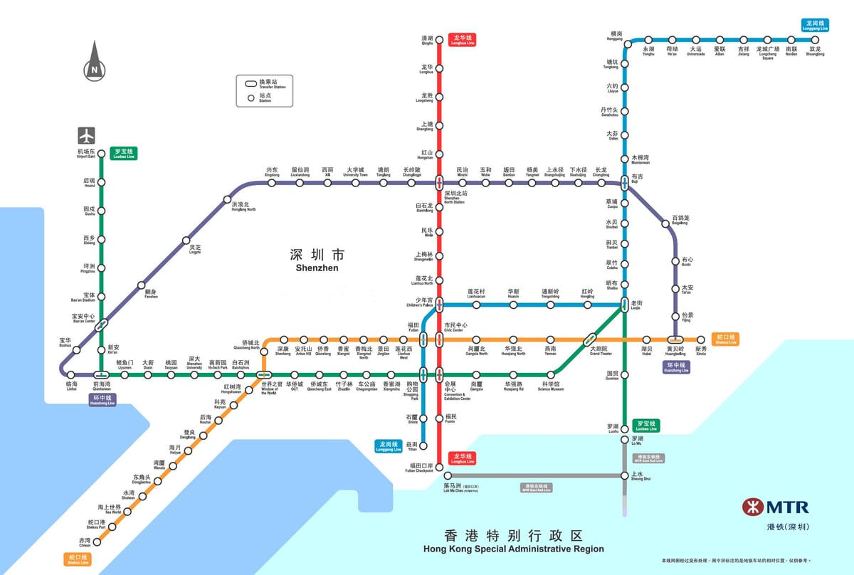 Ferrocarril de Shenzhen mapa
