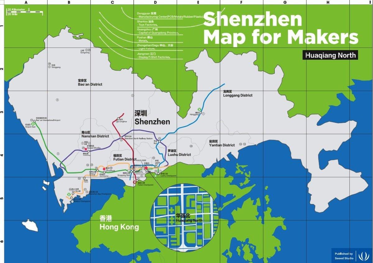 mapa de Shenzhen mapa para los fabricantes de