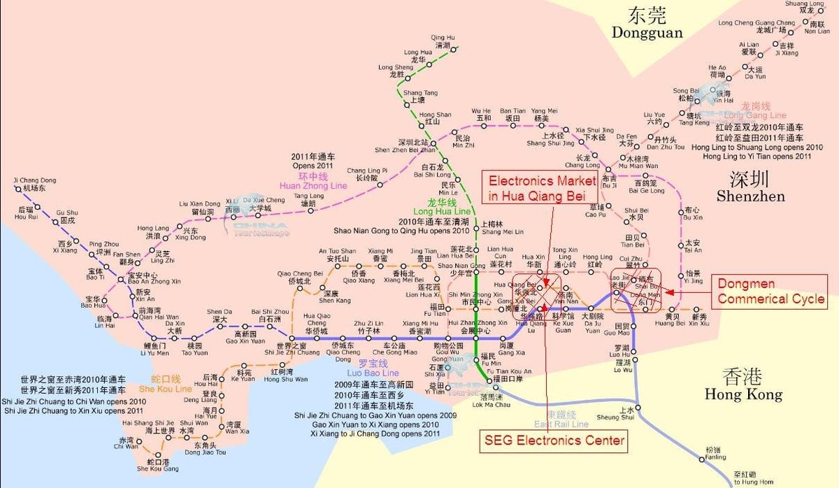 mapa de mercado de la electrónica de Shenzhen