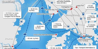 Mapa de zhuhai de la terminal de ferry