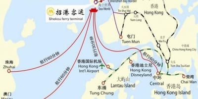 Mapa de terminal de ferry de shekou