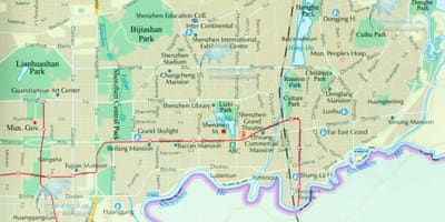 Mapa de centro de la ciudad de Shenzhen