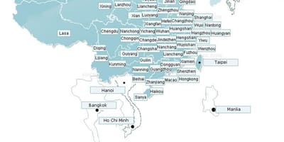 Mapa de Shenzhen airlines en la ruta